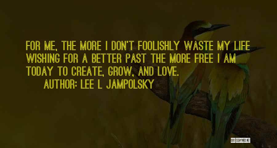 Lee L Jampolsky Quotes: For Me, The More I Don't Foolishly Waste My Life Wishing For A Better Past The More Free I Am