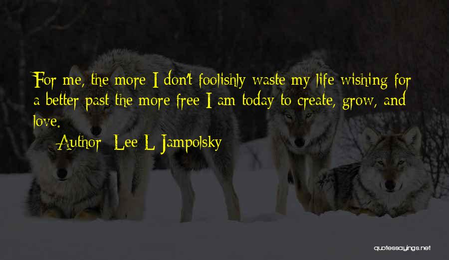 Lee L Jampolsky Quotes: For Me, The More I Don't Foolishly Waste My Life Wishing For A Better Past The More Free I Am