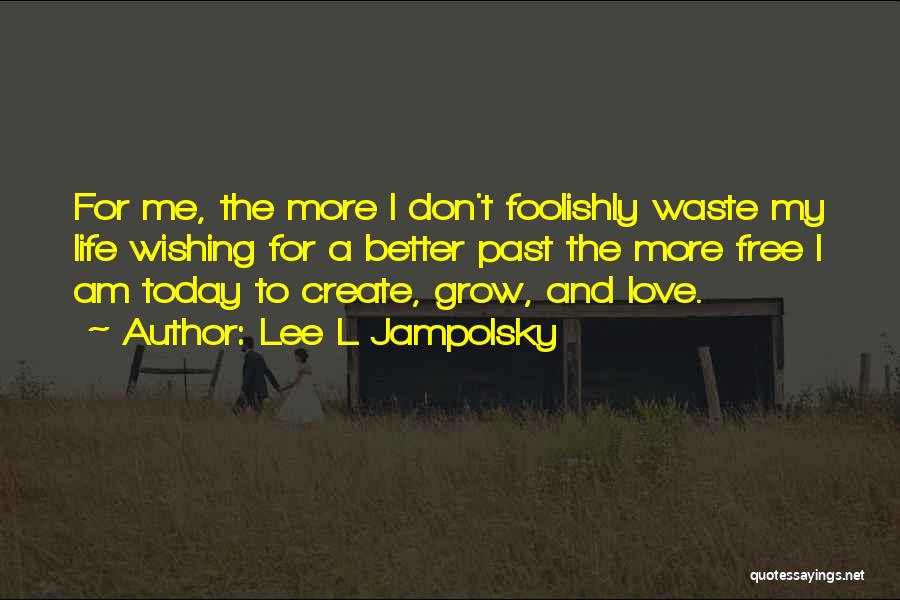 Lee L Jampolsky Quotes: For Me, The More I Don't Foolishly Waste My Life Wishing For A Better Past The More Free I Am