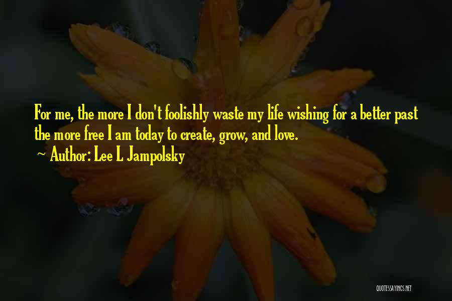 Lee L Jampolsky Quotes: For Me, The More I Don't Foolishly Waste My Life Wishing For A Better Past The More Free I Am