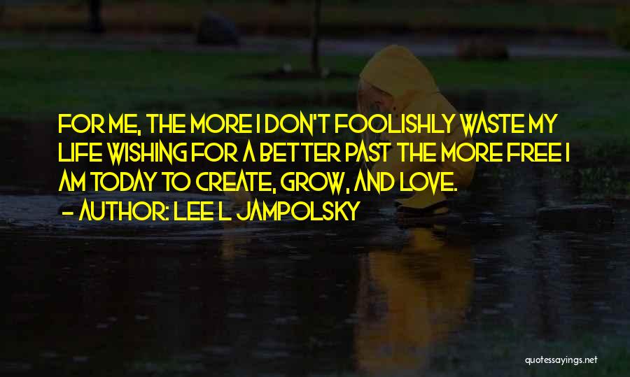 Lee L Jampolsky Quotes: For Me, The More I Don't Foolishly Waste My Life Wishing For A Better Past The More Free I Am