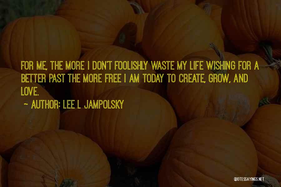 Lee L Jampolsky Quotes: For Me, The More I Don't Foolishly Waste My Life Wishing For A Better Past The More Free I Am