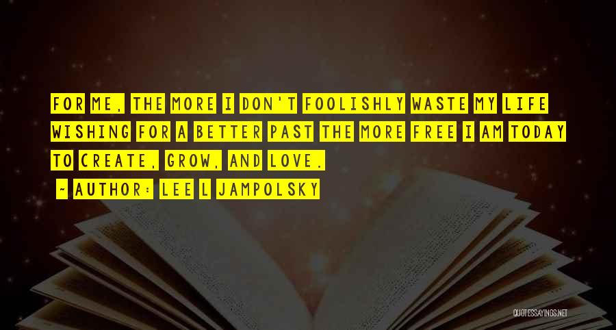 Lee L Jampolsky Quotes: For Me, The More I Don't Foolishly Waste My Life Wishing For A Better Past The More Free I Am