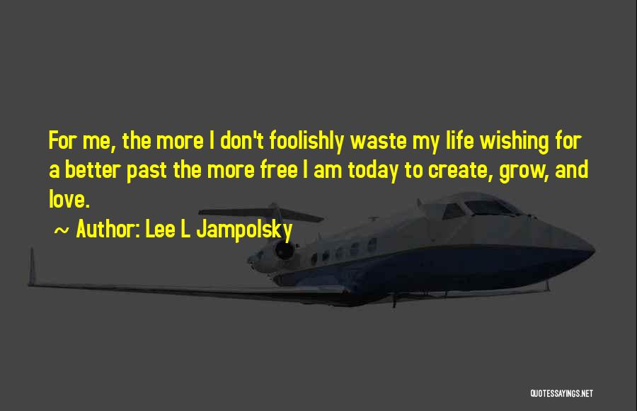 Lee L Jampolsky Quotes: For Me, The More I Don't Foolishly Waste My Life Wishing For A Better Past The More Free I Am