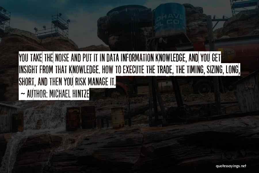 Michael Hintze Quotes: You Take The Noise And Put It In Data Information Knowledge, And You Get Insight From That Knowledge. How To