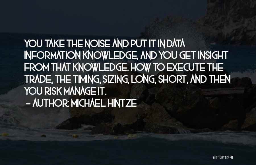 Michael Hintze Quotes: You Take The Noise And Put It In Data Information Knowledge, And You Get Insight From That Knowledge. How To