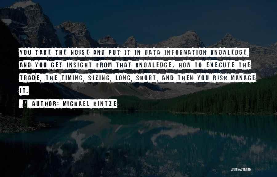 Michael Hintze Quotes: You Take The Noise And Put It In Data Information Knowledge, And You Get Insight From That Knowledge. How To