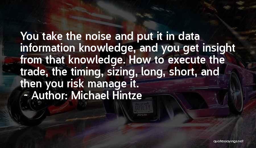 Michael Hintze Quotes: You Take The Noise And Put It In Data Information Knowledge, And You Get Insight From That Knowledge. How To