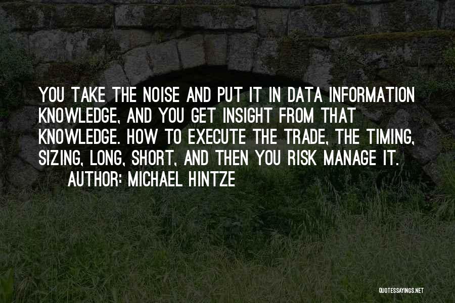 Michael Hintze Quotes: You Take The Noise And Put It In Data Information Knowledge, And You Get Insight From That Knowledge. How To