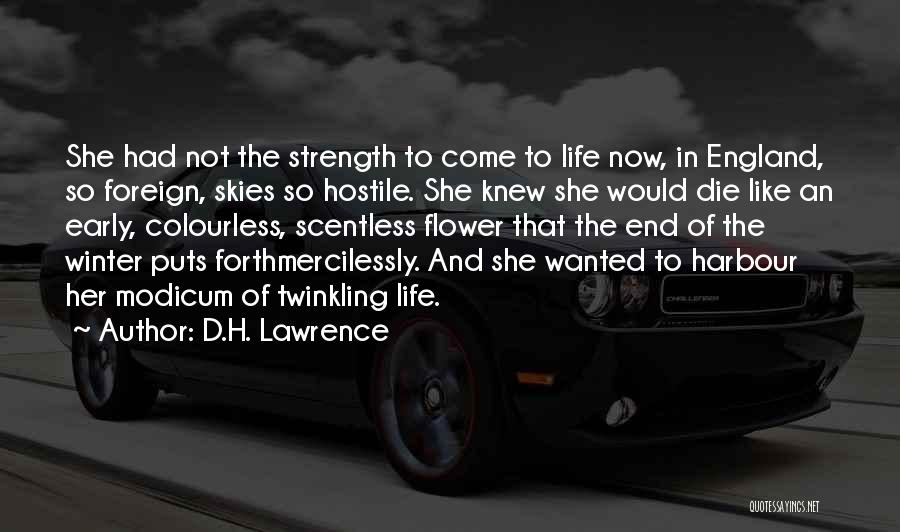 D.H. Lawrence Quotes: She Had Not The Strength To Come To Life Now, In England, So Foreign, Skies So Hostile. She Knew She