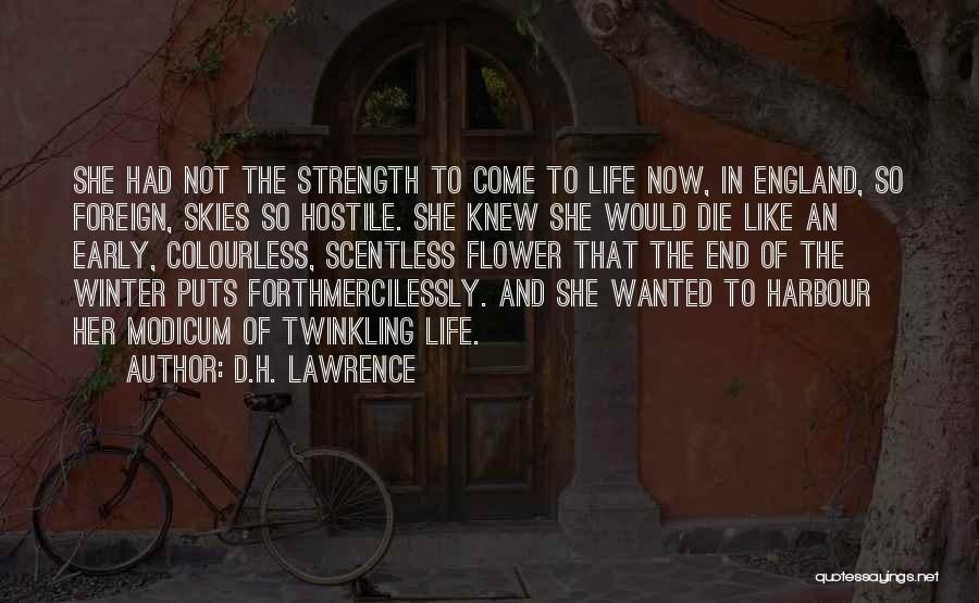 D.H. Lawrence Quotes: She Had Not The Strength To Come To Life Now, In England, So Foreign, Skies So Hostile. She Knew She
