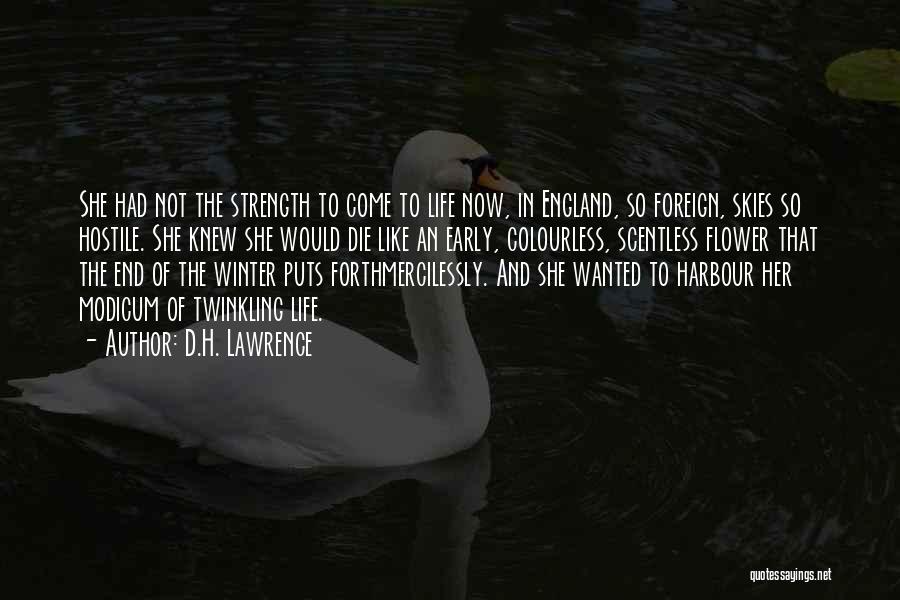 D.H. Lawrence Quotes: She Had Not The Strength To Come To Life Now, In England, So Foreign, Skies So Hostile. She Knew She