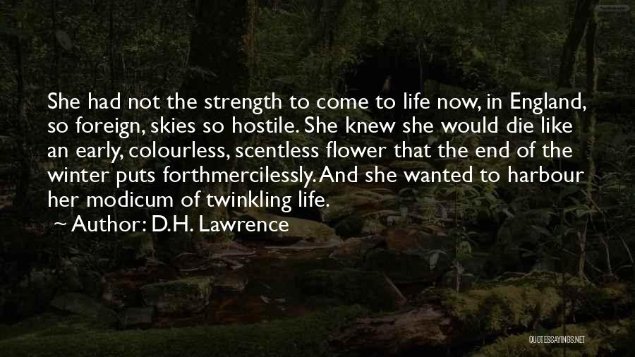 D.H. Lawrence Quotes: She Had Not The Strength To Come To Life Now, In England, So Foreign, Skies So Hostile. She Knew She