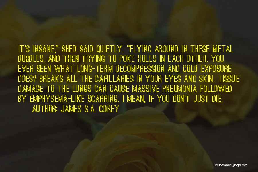 James S.A. Corey Quotes: It's Insane, Shed Said Quietly. Flying Around In These Metal Bubbles, And Then Trying To Poke Holes In Each Other.