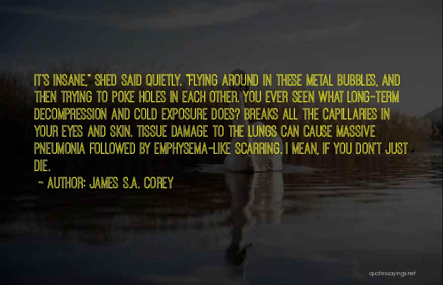 James S.A. Corey Quotes: It's Insane, Shed Said Quietly. Flying Around In These Metal Bubbles, And Then Trying To Poke Holes In Each Other.