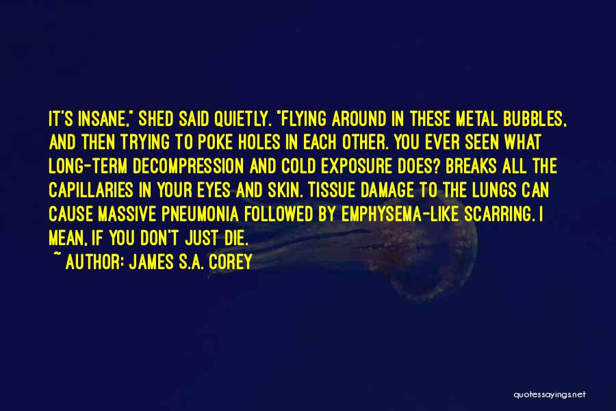 James S.A. Corey Quotes: It's Insane, Shed Said Quietly. Flying Around In These Metal Bubbles, And Then Trying To Poke Holes In Each Other.