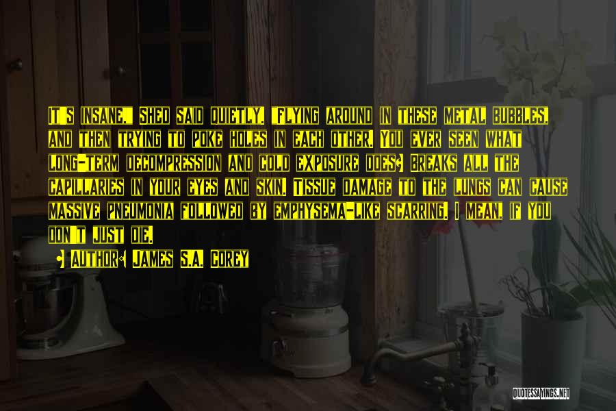 James S.A. Corey Quotes: It's Insane, Shed Said Quietly. Flying Around In These Metal Bubbles, And Then Trying To Poke Holes In Each Other.