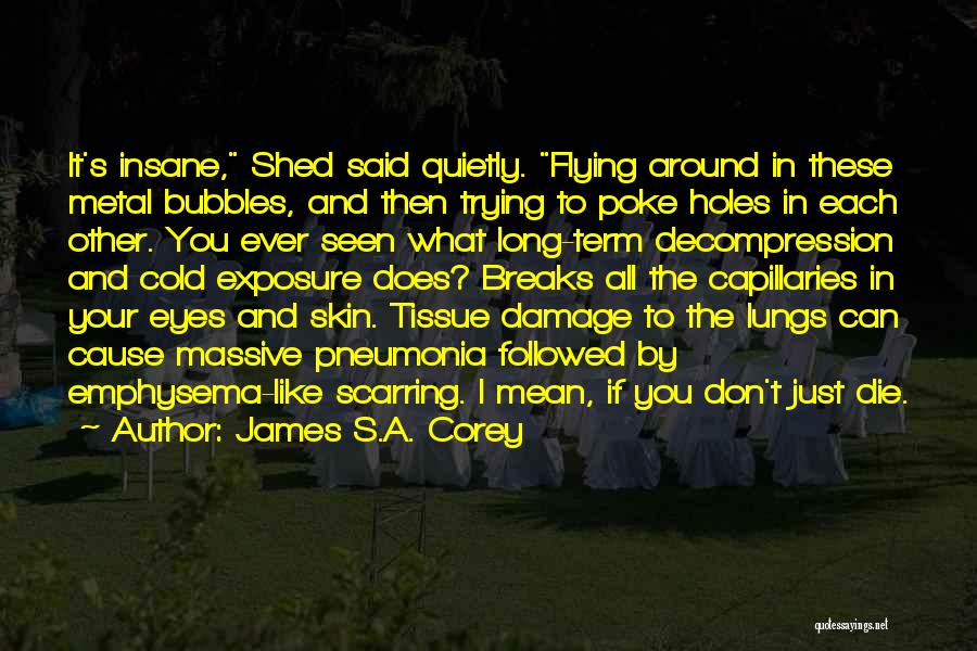 James S.A. Corey Quotes: It's Insane, Shed Said Quietly. Flying Around In These Metal Bubbles, And Then Trying To Poke Holes In Each Other.