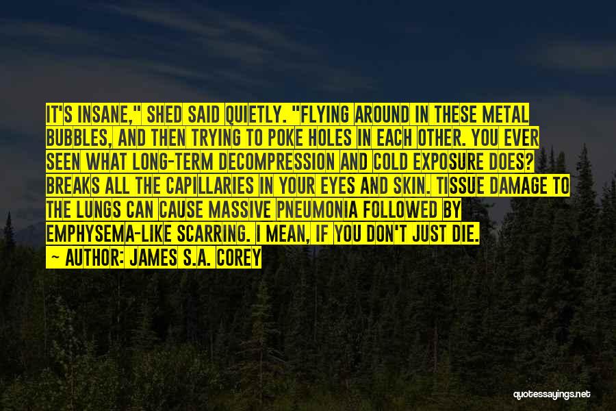 James S.A. Corey Quotes: It's Insane, Shed Said Quietly. Flying Around In These Metal Bubbles, And Then Trying To Poke Holes In Each Other.