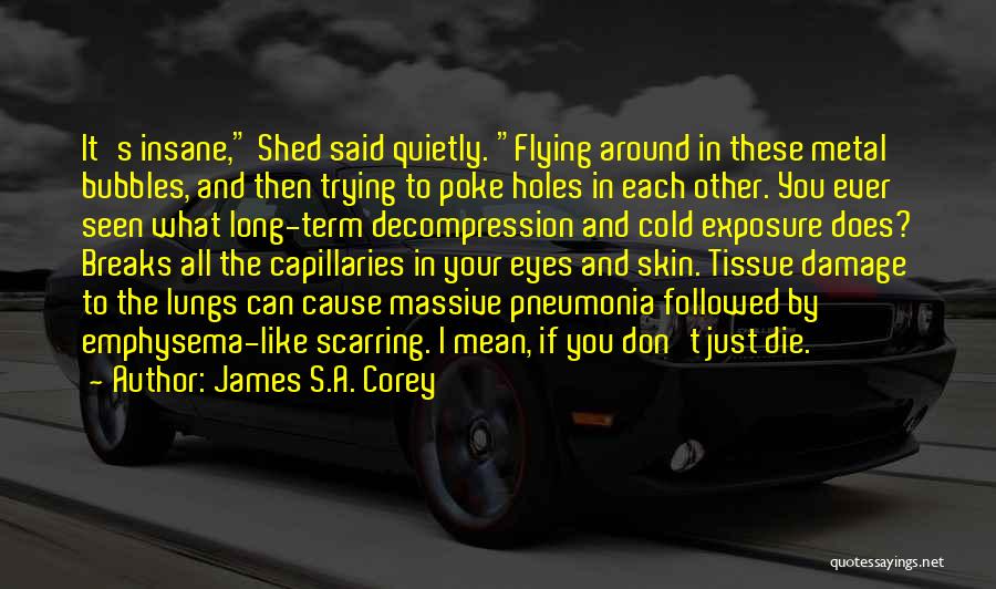 James S.A. Corey Quotes: It's Insane, Shed Said Quietly. Flying Around In These Metal Bubbles, And Then Trying To Poke Holes In Each Other.