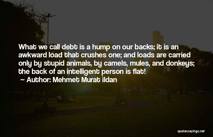 Mehmet Murat Ildan Quotes: What We Call Debt Is A Hump On Our Backs; It Is An Awkward Load That Crushes One; And Loads