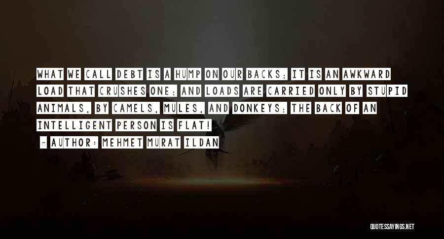 Mehmet Murat Ildan Quotes: What We Call Debt Is A Hump On Our Backs; It Is An Awkward Load That Crushes One; And Loads