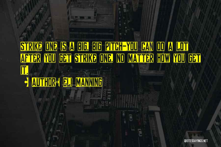 Eli Manning Quotes: Strike One Is A Big, Big Pitch-you Can Do A Lot After You Get Strike One, No Matter How You