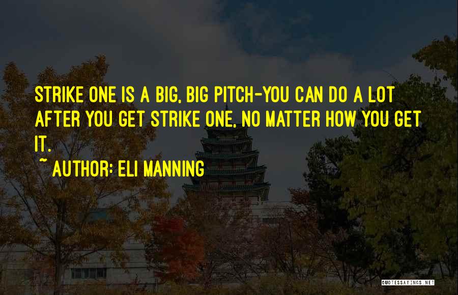 Eli Manning Quotes: Strike One Is A Big, Big Pitch-you Can Do A Lot After You Get Strike One, No Matter How You