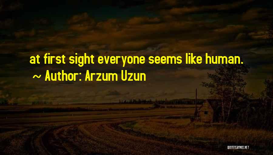 Arzum Uzun Quotes: At First Sight Everyone Seems Like Human.