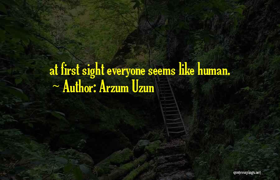 Arzum Uzun Quotes: At First Sight Everyone Seems Like Human.