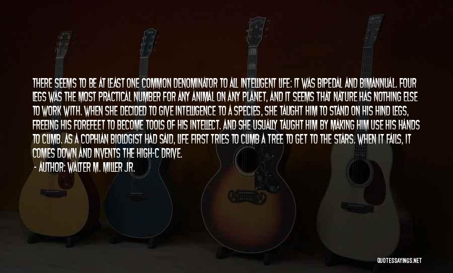 Walter M. Miller Jr. Quotes: There Seems To Be At Least One Common Denominator To All Intelligent Life: It Was Bipedal And Bimannual. Four Legs