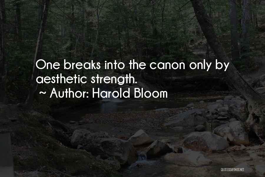 Harold Bloom Quotes: One Breaks Into The Canon Only By Aesthetic Strength.