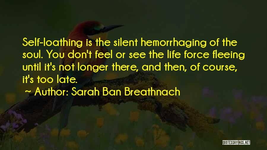 Sarah Ban Breathnach Quotes: Self-loathing Is The Silent Hemorrhaging Of The Soul. You Don't Feel Or See The Life Force Fleeing Until It's Not