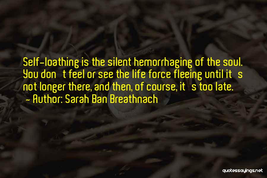 Sarah Ban Breathnach Quotes: Self-loathing Is The Silent Hemorrhaging Of The Soul. You Don't Feel Or See The Life Force Fleeing Until It's Not