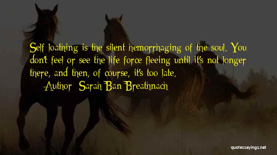 Sarah Ban Breathnach Quotes: Self-loathing Is The Silent Hemorrhaging Of The Soul. You Don't Feel Or See The Life Force Fleeing Until It's Not