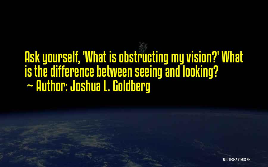 Joshua L. Goldberg Quotes: Ask Yourself, 'what Is Obstructing My Vision?' What Is The Difference Between Seeing And Looking?