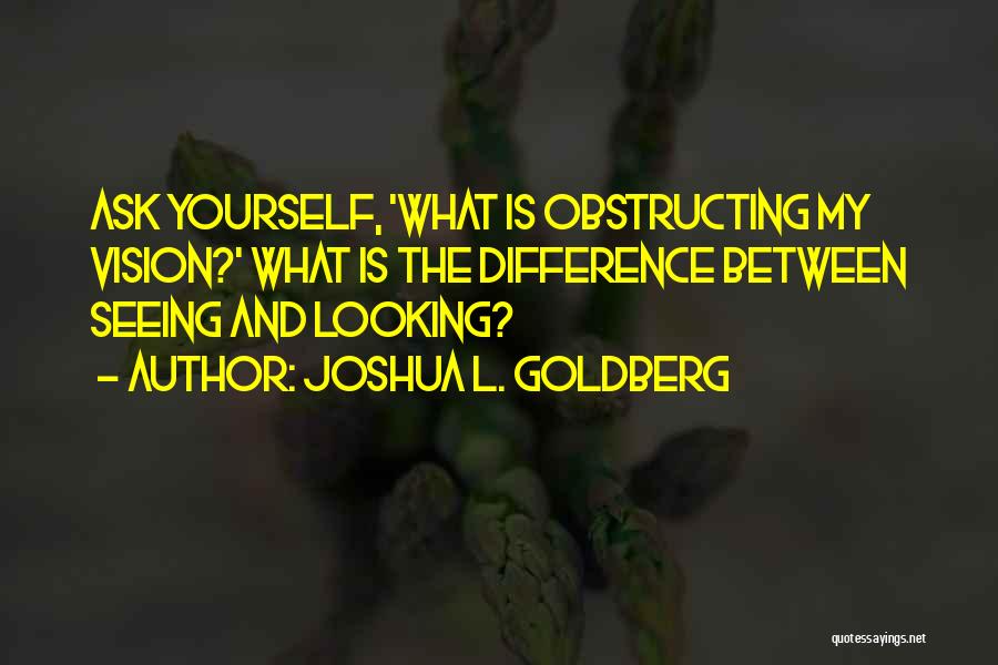 Joshua L. Goldberg Quotes: Ask Yourself, 'what Is Obstructing My Vision?' What Is The Difference Between Seeing And Looking?