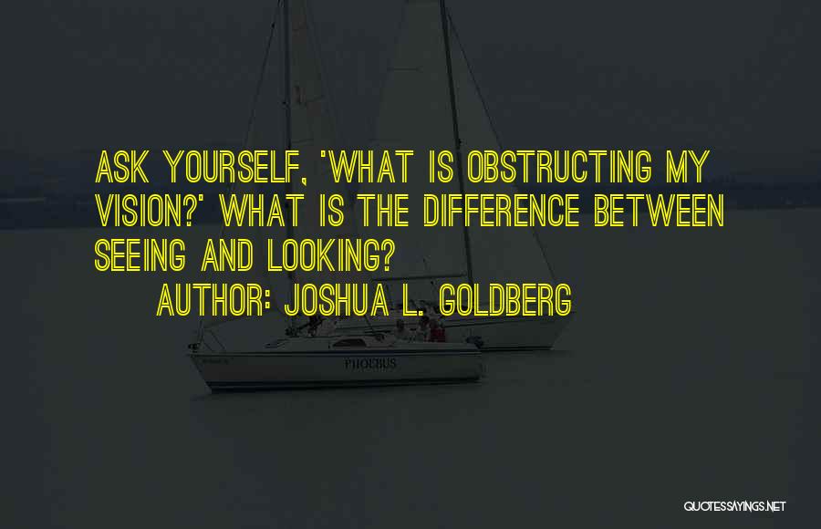 Joshua L. Goldberg Quotes: Ask Yourself, 'what Is Obstructing My Vision?' What Is The Difference Between Seeing And Looking?