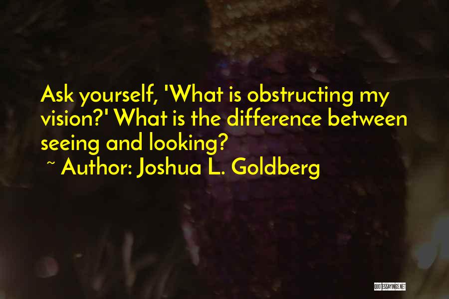 Joshua L. Goldberg Quotes: Ask Yourself, 'what Is Obstructing My Vision?' What Is The Difference Between Seeing And Looking?