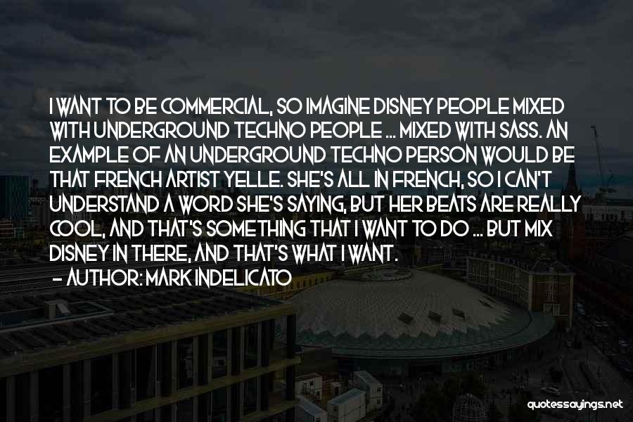 Mark Indelicato Quotes: I Want To Be Commercial, So Imagine Disney People Mixed With Underground Techno People ... Mixed With Sass. An Example