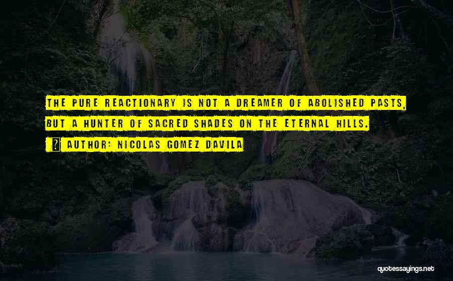 Nicolas Gomez Davila Quotes: The Pure Reactionary Is Not A Dreamer Of Abolished Pasts, But A Hunter Of Sacred Shades On The Eternal Hills.