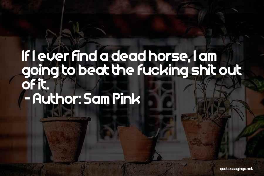 Sam Pink Quotes: If I Ever Find A Dead Horse, I Am Going To Beat The Fucking Shit Out Of It.
