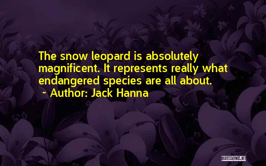 Jack Hanna Quotes: The Snow Leopard Is Absolutely Magnificent. It Represents Really What Endangered Species Are All About.