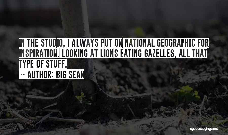 Big Sean Quotes: In The Studio, I Always Put On National Geographic For Inspiration. Looking At Lions Eating Gazelles, All That Type Of