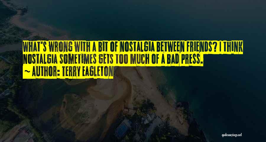 Terry Eagleton Quotes: What's Wrong With A Bit Of Nostalgia Between Friends? I Think Nostalgia Sometimes Gets Too Much Of A Bad Press.