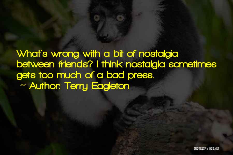 Terry Eagleton Quotes: What's Wrong With A Bit Of Nostalgia Between Friends? I Think Nostalgia Sometimes Gets Too Much Of A Bad Press.