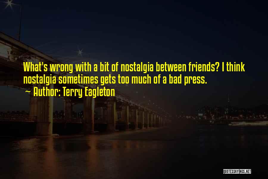 Terry Eagleton Quotes: What's Wrong With A Bit Of Nostalgia Between Friends? I Think Nostalgia Sometimes Gets Too Much Of A Bad Press.