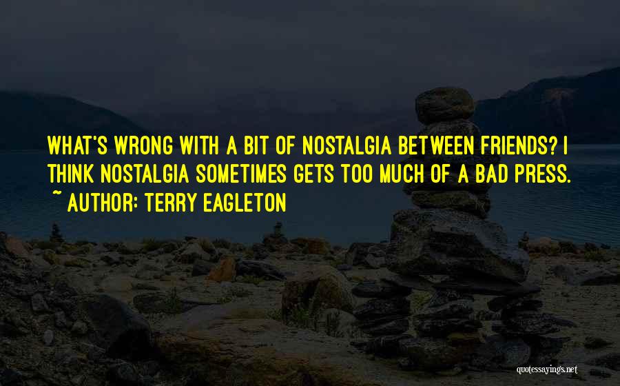 Terry Eagleton Quotes: What's Wrong With A Bit Of Nostalgia Between Friends? I Think Nostalgia Sometimes Gets Too Much Of A Bad Press.