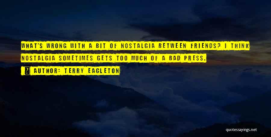 Terry Eagleton Quotes: What's Wrong With A Bit Of Nostalgia Between Friends? I Think Nostalgia Sometimes Gets Too Much Of A Bad Press.