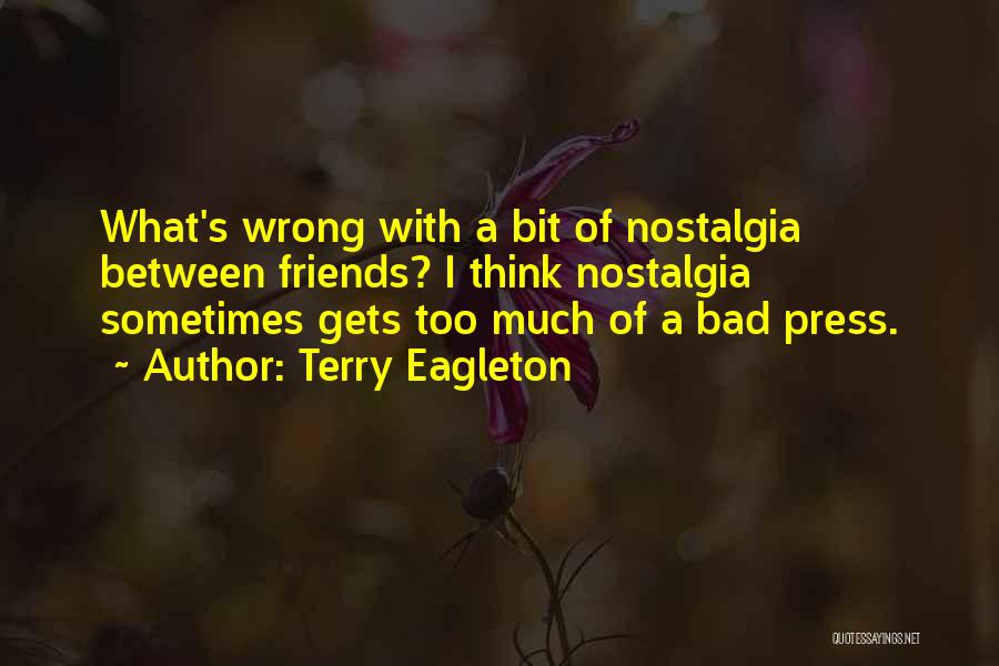 Terry Eagleton Quotes: What's Wrong With A Bit Of Nostalgia Between Friends? I Think Nostalgia Sometimes Gets Too Much Of A Bad Press.